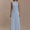 Abeda Cotton Maxi Dress With Hardware – Pale Blue Abeda Cotton Maxi Dress With Hardware – Pale Blue