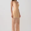 Abigail V Neck Fringe Maxi Dress – Orange Abigail V Neck Fringe Maxi Dress – Orange