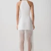 Abigail V Neck Fringe Maxi Dress – White Abigail V Neck Fringe Maxi Dress – White