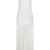 Abigail V Neck Fringe Maxi Dress – White Abigail V Neck Fringe Maxi Dress – White