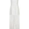 Abigail V Neck Fringe Maxi Dress – White Abigail V Neck Fringe Maxi Dress – White