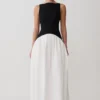 Acacia Contrast Sleeveless Maxi Dress – Black/White Acacia Contrast Sleeveless Maxi Dress – Black/White