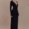 Acadia Diamante Long Sleeve Maxi Dress – Black Acadia Diamante Long Sleeve Maxi Dress – Black