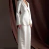 Ada Tailored Satin Blazer – Ivory