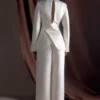 Ada Tailored Satin Blazer – Ivory