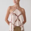 Adelaide Draped Satin Halter Top – Chain Print Adelaide Draped Satin Halter Top – Chain Print