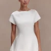 Adeline Short Sleeve Satin Top – White Adeline Short Sleeve Satin Top – White