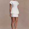 Adeline Short Sleeve Satin Top – White Adeline Short Sleeve Satin Top – White