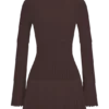 Adena Pointelle Knit Mini Dress – Chocolate
