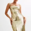 Adoria Sequin Cut Out Maxi Dress – Gold Adoria Sequin Cut Out Maxi Dress – Gold