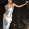 Adoria Sequin Cut Out Maxi Dress – Silver Adoria Sequin Cut Out Maxi Dress – Silver