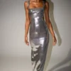 Adoria Sequin Cut Out Maxi Dress – Silver Adoria Sequin Cut Out Maxi Dress – Silver