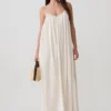 Adriana Satin Gathered Maxi Dress – Buttercream Adriana Satin Gathered Maxi Dress – Buttercream