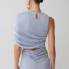 Adrienne One Shoulder Lurex Top – Pastel Blue