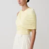 Adrienne One Shoulder Slinky Top – Lemon