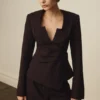 Agatha Square Neck Blazer – Plum Pinstripe Agatha Square Neck Blazer – Plum Pinstripe