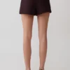 Agatha Suiting Shorts – Plum Pinstripe Agatha Suiting Shorts – Plum Pinstripe