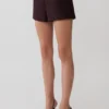 Agatha Suiting Shorts – Plum Pinstripe Agatha Suiting Shorts – Plum Pinstripe