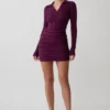 Agness Long Sleeve Button Up Knit Dress – Plum Agness Long Sleeve Button Up Knit Dress – Plum