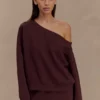 Aiden Slouchy Crew Jumper – Chocolate Aiden Slouchy Crew Jumper – Chocolate