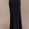 Ainsley Asymmetrical Maxi Skirt With Floral Hardware – Black Ainsley Asymmetrical Maxi Skirt With Floral Hardware – Black