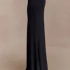 Ainsley Asymmetrical Maxi Skirt With Floral Hardware – Black Ainsley Asymmetrical Maxi Skirt With Floral Hardware – Black