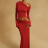 Ainsley Asymmetrical Maxi Skirt With Floral Hardware – Fuchsia Pink Ainsley Asymmetrical Maxi Skirt With Floral Hardware – Fuchsia Pink