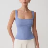 Aisling Ribbed Square Neck Sleeveless Top – Cornflower Blue Aisling Ribbed Square Neck Sleeveless Top – Cornflower Blue