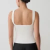Aisling Ribbed Square Neck Sleeveless Top – Ivory