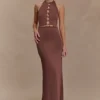 Albion Beaded Slinky Maxi Dress – Chocolate Albion Beaded Slinky Maxi Dress – Chocolate