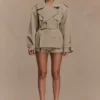 Alden Short Trench Jacket – Pebble Alden Short Trench Jacket – Pebble