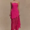Aleena Satin And Lace Maxi Dress – Dragonfruit Aleena Satin And Lace Maxi Dress – Dragonfruit
