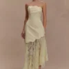 Aleena Satin And Lace Maxi Dress – Lemon Aleena Satin And Lace Maxi Dress – Lemon