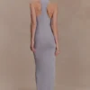 Alessandra Slinky Ruffle Maxi Dress – Grey Alessandra Slinky Ruffle Maxi Dress – Grey