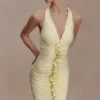 Alessandra Slinky Ruffle Maxi Dress – Lemon Alessandra Slinky Ruffle Maxi Dress – Lemon