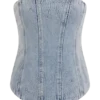 Alessia Embroidered Denim Corset – Light Vintage Alessia Embroidered Denim Corset – Light Vintage