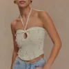 Aletta Knit Pearl Halter Top – Ivory Aletta Knit Pearl Halter Top – Ivory