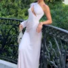 Alexius One Shoulder Knit Maxi Dress – Dusty Pink