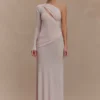 Alexius One Shoulder Knit Maxi Dress – Dusty Pink