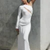Alexius One Shoulder Knit Maxi Dress – Ivory Alexius One Shoulder Knit Maxi Dress – Ivory