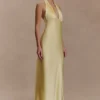 Alice Satin Halter Maxi Dress – Lemon Alice Satin Halter Maxi Dress – Lemon