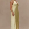 Alice Satin Halter Maxi Dress – Lemon Alice Satin Halter Maxi Dress – Lemon