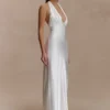 Alice Satin Halter Maxi Dress – White
