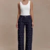 Alima Mid Rise Stud Denim Jeans – Washed Indigo Blue Alima Mid Rise Stud Denim Jeans – Washed Indigo Blue