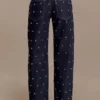 Alima Mid Rise Stud Denim Jeans – Washed Indigo Blue Alima Mid Rise Stud Denim Jeans – Washed Indigo Blue