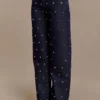 Alima Mid Rise Stud Denim Jeans – Washed Indigo Blue Alima Mid Rise Stud Denim Jeans – Washed Indigo Blue