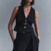Alix Mixed Button Vest – Black Alix Mixed Button Vest – Black
