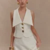 Alix Mixed Button Vest – Ivory Alix Mixed Button Vest – Ivory