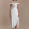 Allegra Off Shoulder Ruffle Midi Dress – Ivory