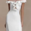 Allegra Off Shoulder Ruffle Midi Dress – Ivory